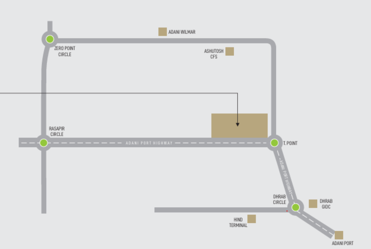 Location map showing Seaport Square on Adani Port Highway